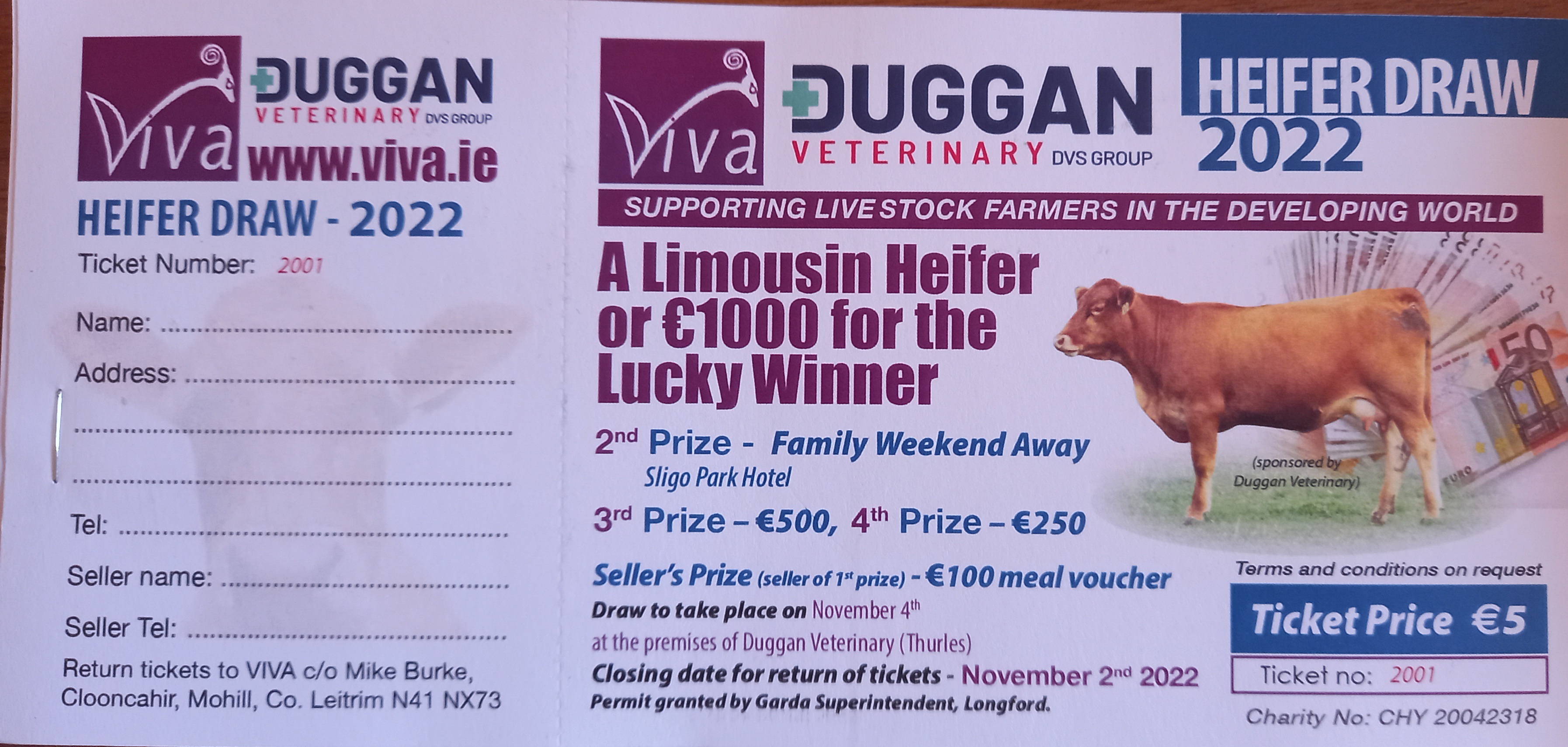 Heifer Draw Ticket - €5